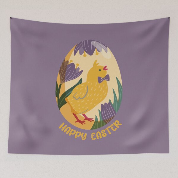 Item preview, Chick in a yellow Easter egg with crocuses – Happy Easter designed and sold by InkofNocturna.