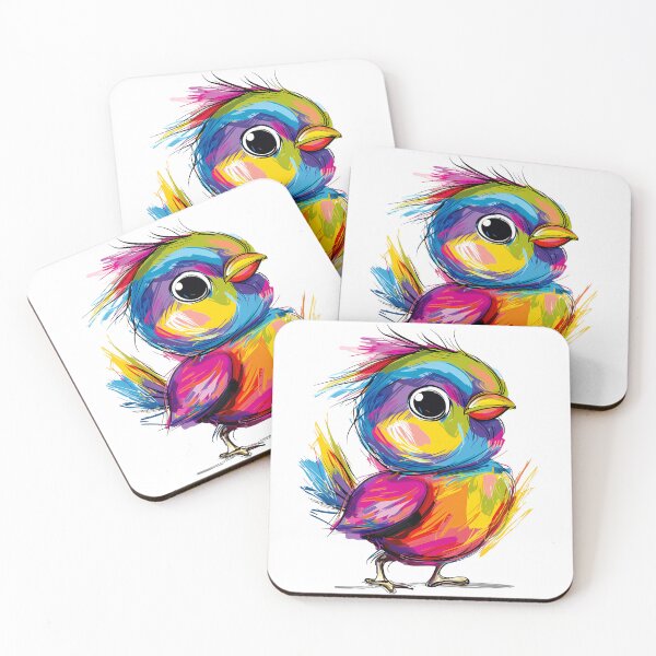 Item preview, Psychedelic Rainbow Baby Bird - Vibrant Neon Animal Art Print designed and sold by DesignArtist.ia.