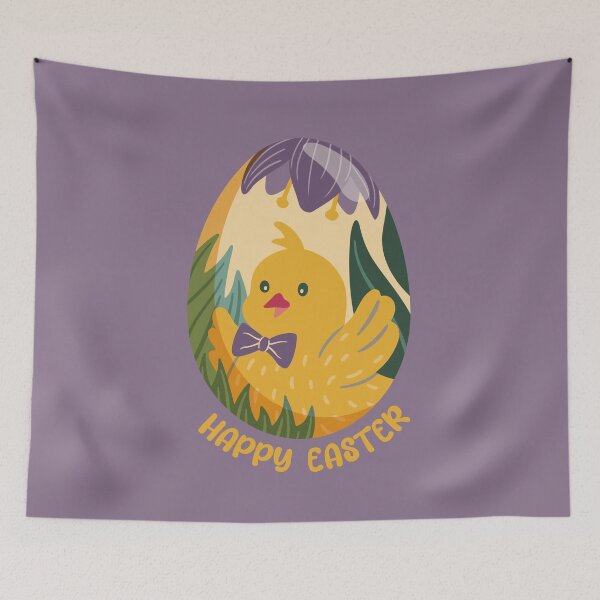 Item preview, Chick portrait in a yellow Easter egg with crocuses – Happy Easter designed and sold by InkofNocturna.