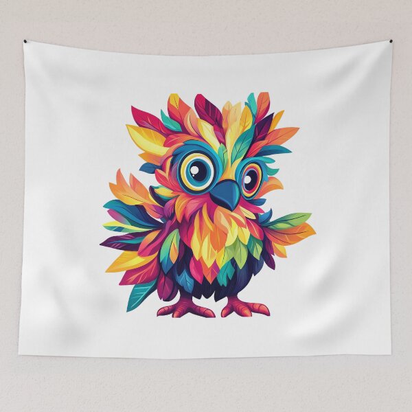 Item preview, Psychedelic Rainbow Owl - Vibrant Neon Fantasy Bird Art Print designed and sold by DesignArtist.ia.