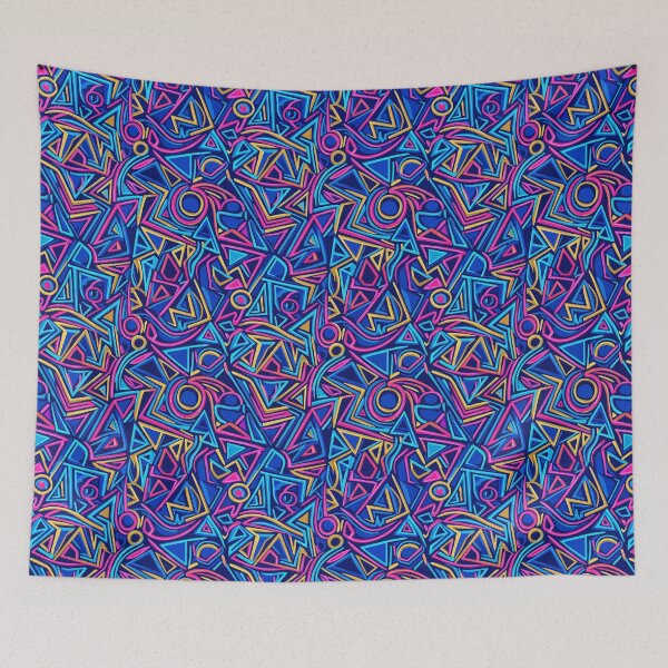 Item preview, Neon Geometric Pattern with Bright Shapes designed and sold by RidaSalArt.