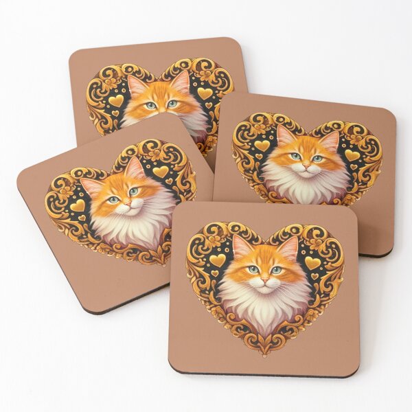 Item preview, Orange Cat Ornamental Heart – Artistic Feline Love Design designed and sold by Good Vibes .