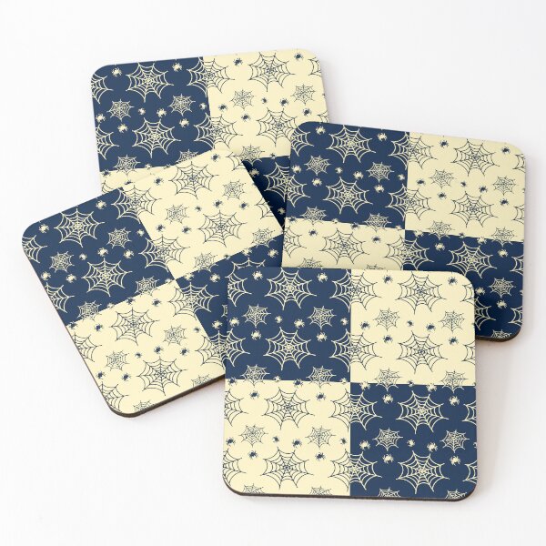 Item preview, Dark blue and lemon interchange web pattern designed and sold by serenebookworm.