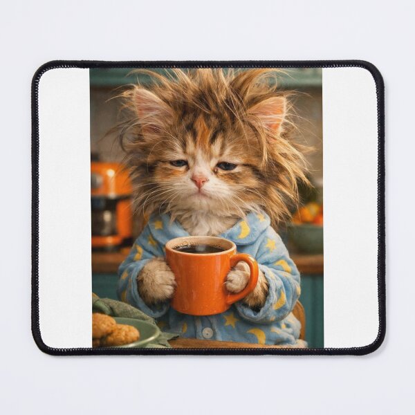 Item preview, funny cats with coffee design. Meow-chine Brewed Bliss: Cats Gone Caffeinated designed and sold by Ulikedigital14.
