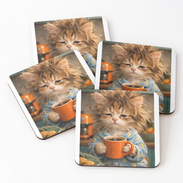 Item preview, funny cats with coffee design. Meow-chine Brewed Bliss: Cats Gone Caffeinated designed and sold by Ulikedigital14.
