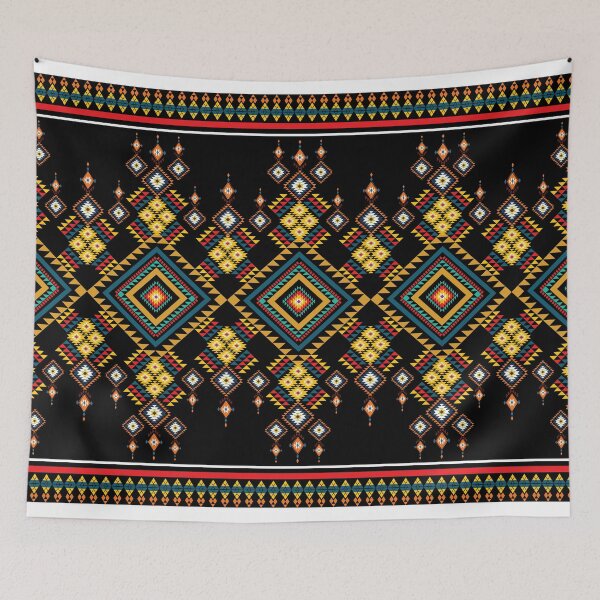 Item preview, Bold Tribal Geometric Pattern on Black Background designed and sold by PowerAntShop.