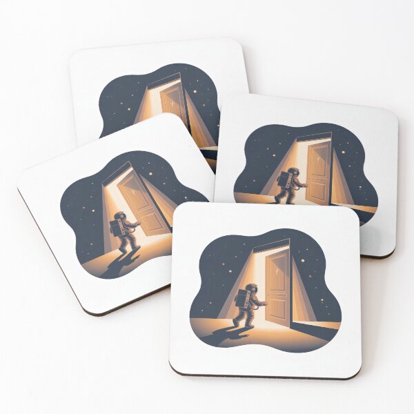 Item preview, Astronaut Opening Door in Space Poster — Mystery Art, Space Lover Gift, Surreal Wall Art designed and sold by TheFlamedArts.
