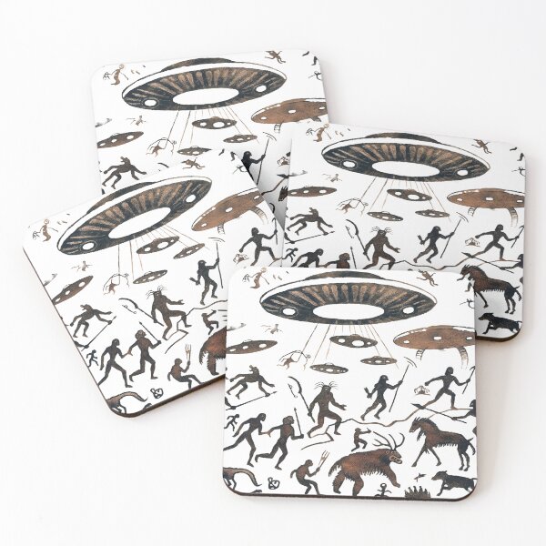 Item preview, Ancient Encounter — Cave Painting UFO Invasion designed and sold by FlatlineArtCo.