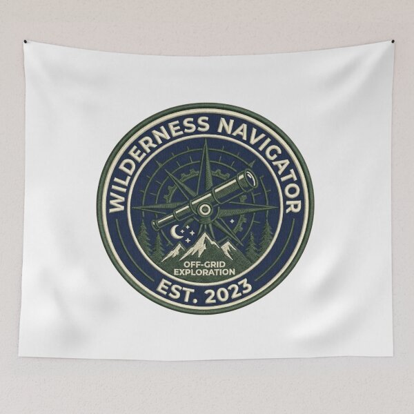 Item preview, Wilderness Navigator: Off-Grid Exploration Vintage Adventure Badge designed and sold by FarDesign.