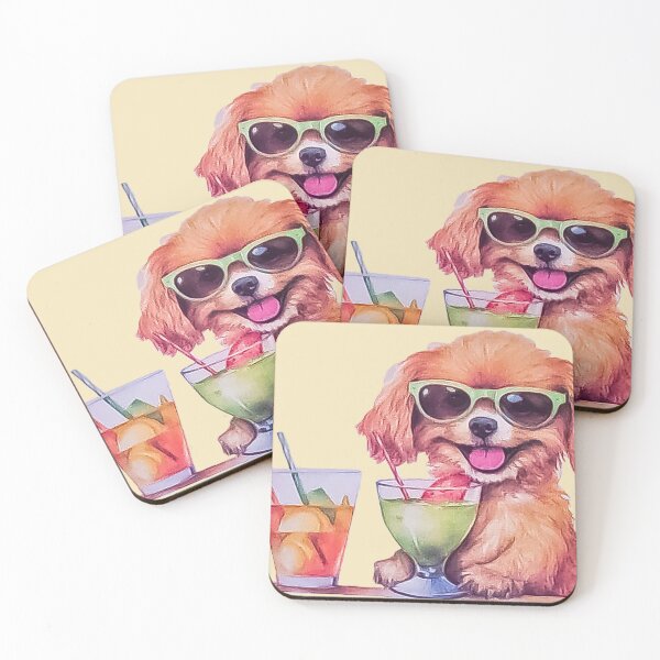 Item preview, Tropical Summer Vacation Puppy | Dog with Cocktails & Sunglasses  designed and sold by Tokraz-art.
