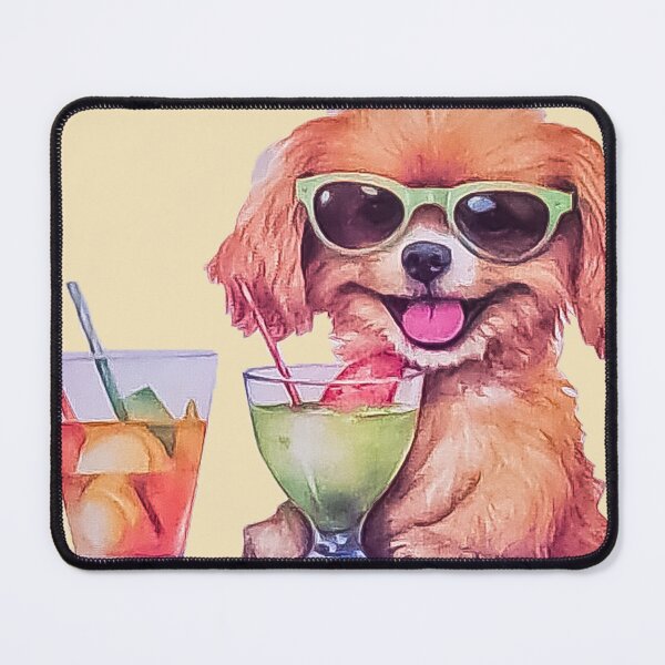 Item preview, Tropical Summer Vacation Puppy | Dog with Cocktails & Sunglasses  designed and sold by Tokraz-art.