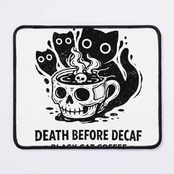 Item preview, Black Cat Coffee Decaf Skull T-Shirt designed and sold by Matinez Pink.