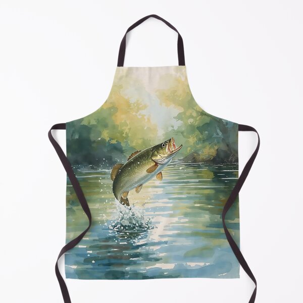 Item preview, Watercolor Bass Jumping in Tranquil Forest Lake designed and sold by Gear Camel.