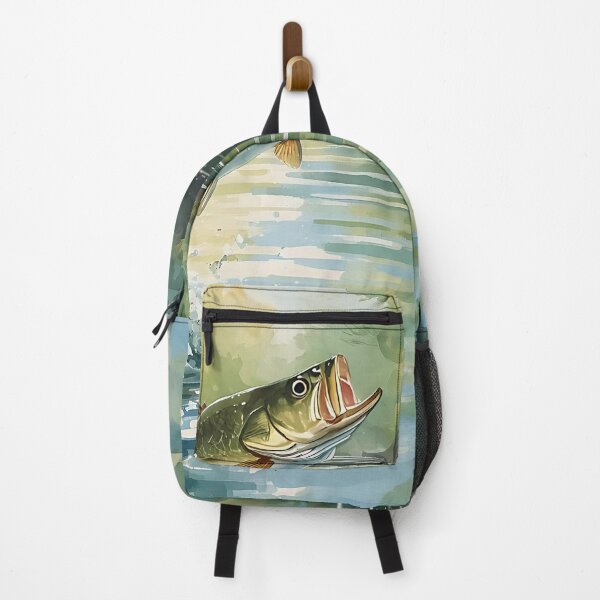 Item preview, Watercolor Bass Jumping in Tranquil Forest Lake designed and sold by Gear Camel.