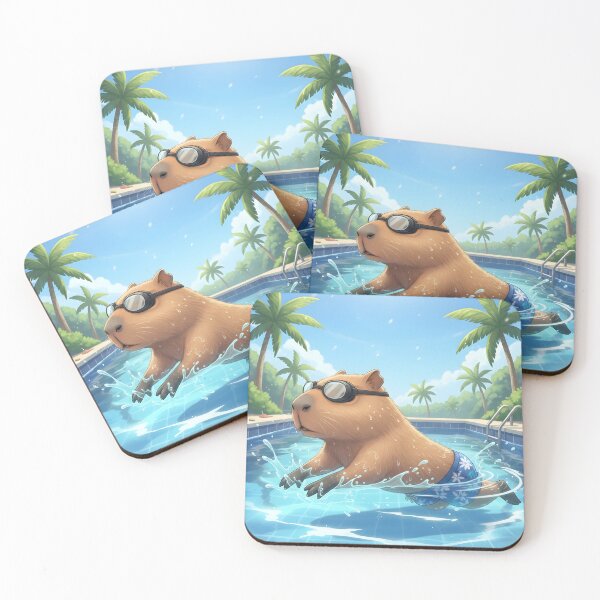Item preview, Capybara Pool Day designed and sold by OooWeeArt.
