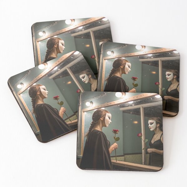Item preview, Masked Woman Mirror — Art Mysterious Duality designed and sold by Schoenenwald — Art Japonais, Zen & Nature.