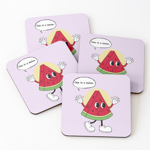 Item preview, One in a Melon Funny Watermelon Pun – Cute Cartoon Fruit Sticker designed and sold by RositaArtStudio.