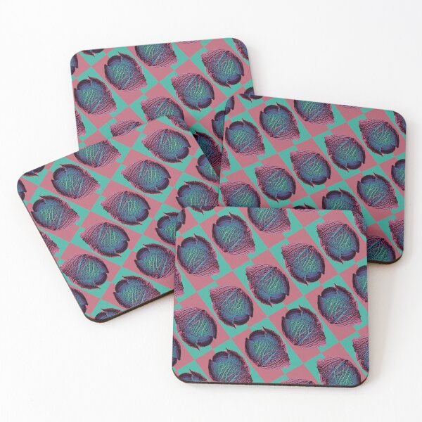 Item preview, Retro Savoy Cabbage Pattern on Pink and Teal Checkerboard designed and sold by Fabulosa Designs.