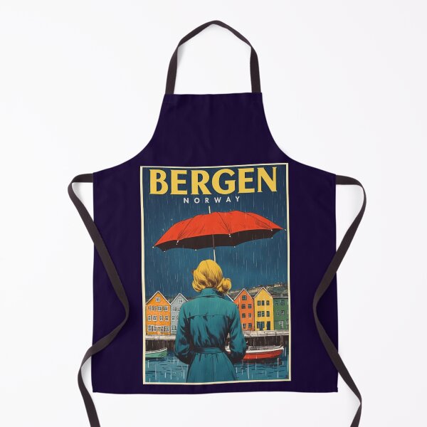Item preview, Bergen Norway Retro Travel - Rain on Bryggen designed and sold by SHELOPS.