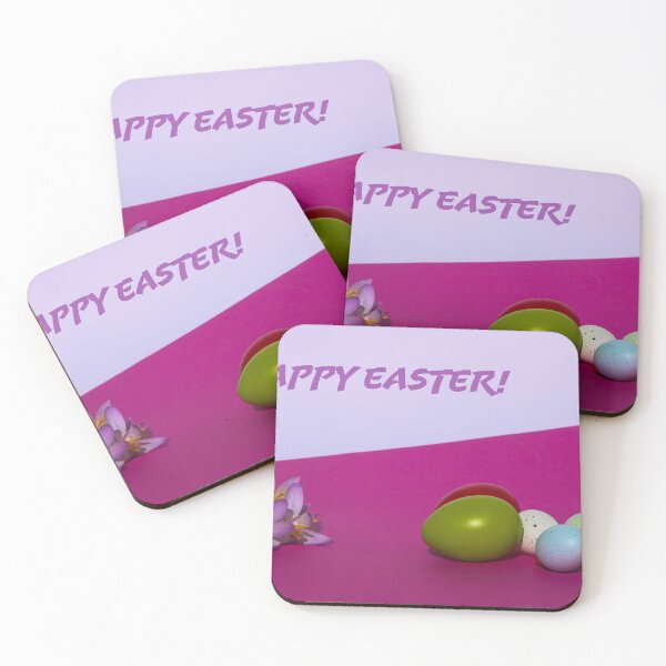 Item preview, happy easter colorful eggs on pink background minimal design designed and sold by Isar1.