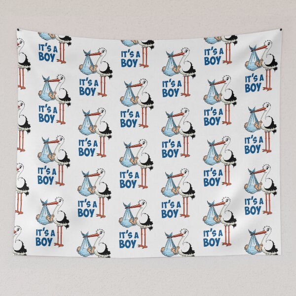 Item preview, It’s a boy “The blue stork who delivers the baby boy.”  designed and sold by Stef Ringoot, cartoons and illustrations.