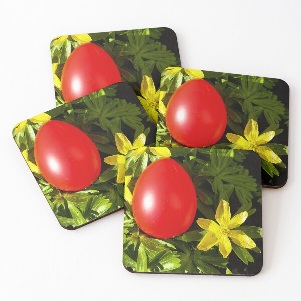 Item preview, red easter egg on green spring leaves nature background designed and sold by Isar1.