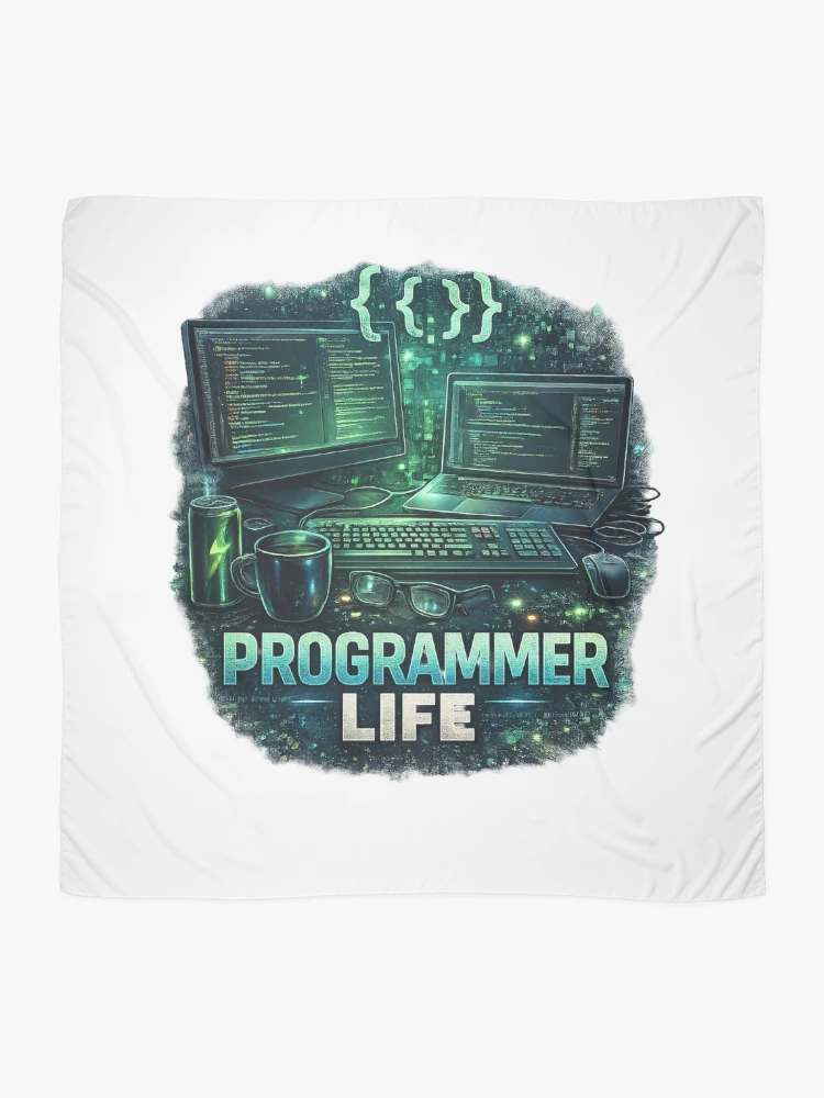 Thumbnail 2 of 3, Scarf, Programmer Life Coding Developer Tech Design designed and sold by MIArt Studio.