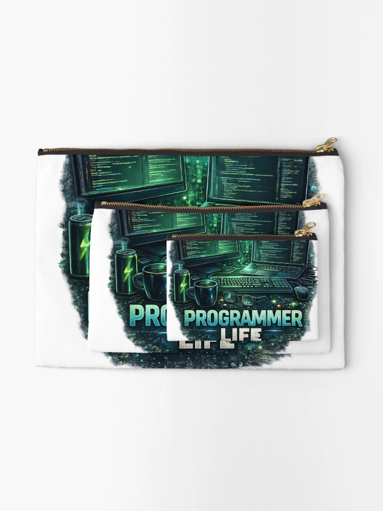 Thumbnail 2 of 4, Zipper Pouch, Programmer Life Coding Developer Tech Design designed and sold by MIArt Studio.