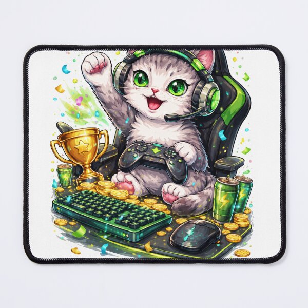 Item preview, Winner Gamer Cat Champion Trophy Cute Gaming Sticker designed and sold by MyDesignNest1.