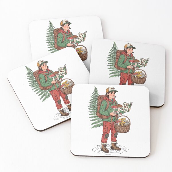 Item preview, Vintage Mushroom Foraging Hiker Illustration designed and sold by SholoStudio.