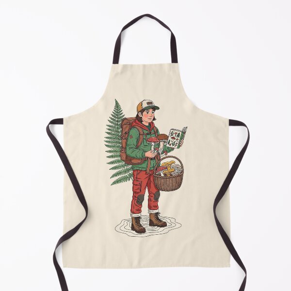 Item preview, Vintage Mushroom Foraging Hiker Illustration designed and sold by SholoStudio.