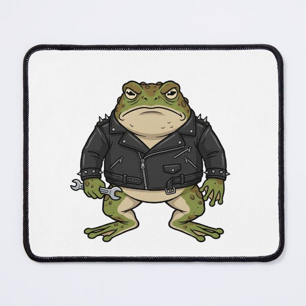 Item preview, Grumpy Biker Frog Mechanic in Studded Leather Jacket designed and sold by Kvarny.
