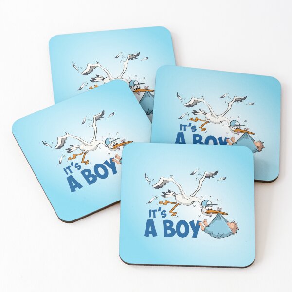 Item preview, It’s a boy “The blue stork who delivers the baby boy.”  designed and sold by Stef Ringoot, cartoons and illustrations.