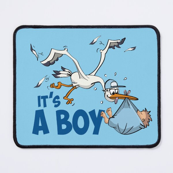 Item preview, It’s a boy “The blue stork who delivers the baby boy.”  designed and sold by Stef Ringoot, cartoons and illustrations.
