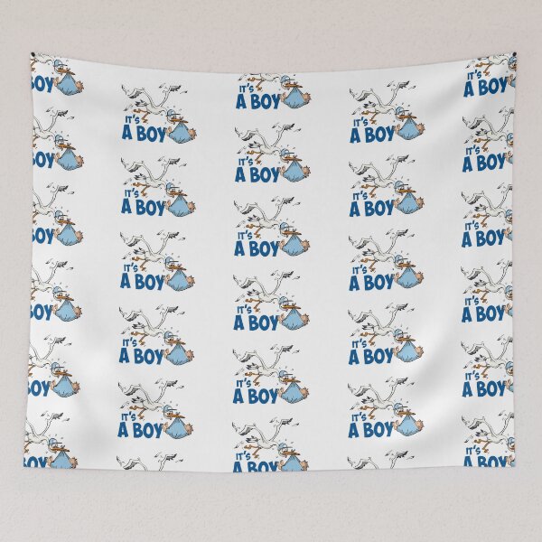 Item preview, It’s a boy “The blue stork who delivers the baby boy.”  designed and sold by Stef Ringoot, cartoons and illustrations.