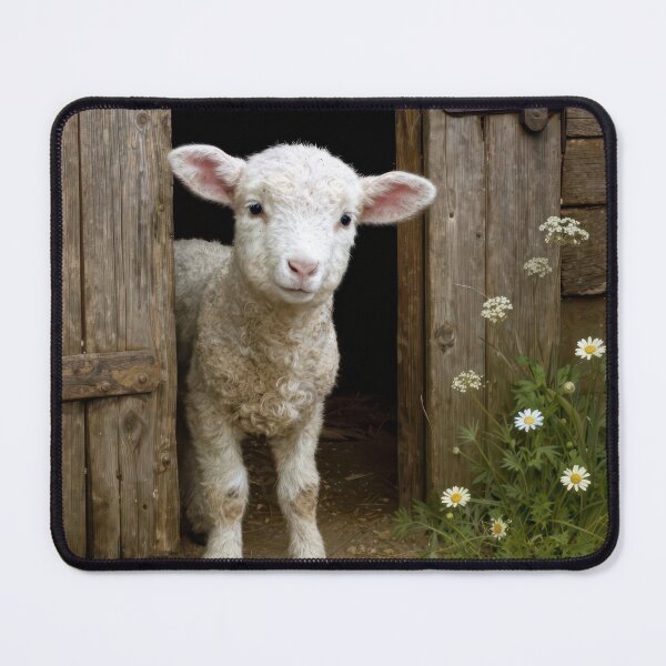 Item preview, Springtime Lamb Standing In Barn Entry designed and sold by Maria Dryfhout.