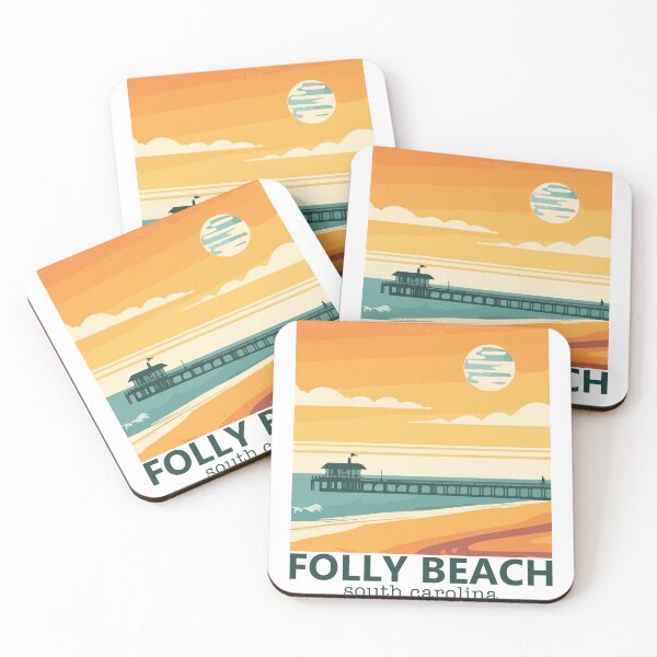 Item preview, Folly Beach South Carolina Vintage Travel Poster Beach designed and sold by PixelWaveBD.