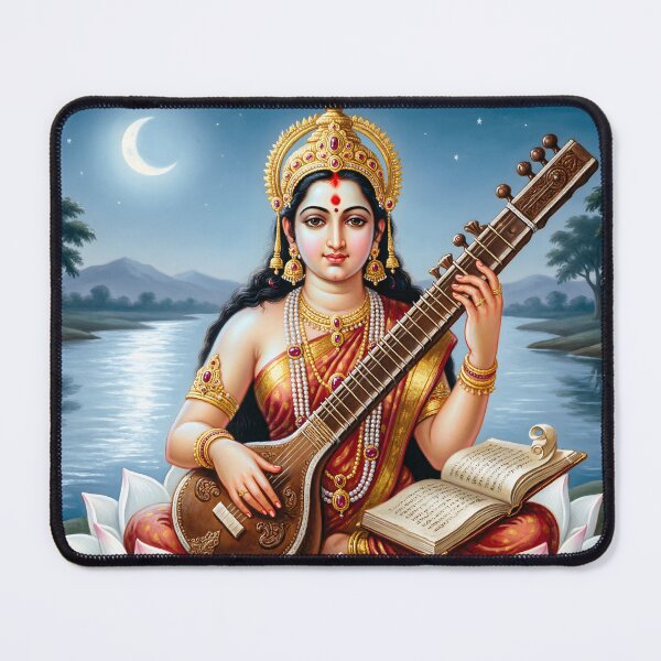 Item preview, Saraswati Goddess Art — Zen Spiritual Illustration designed and sold by Schoenenwald - Illustrations Uniques et Originales.