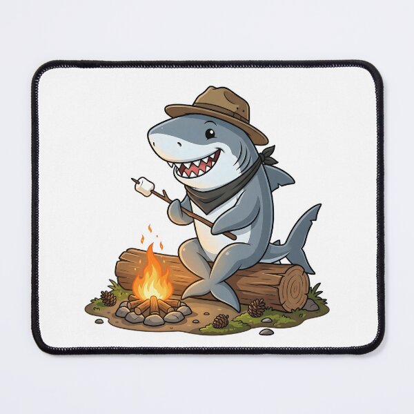 Item preview, Cute Shark Roasting Marshmallows Campfire Adventure Illustration designed and sold by Kvarny.