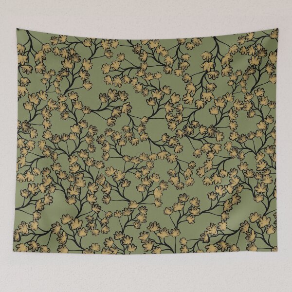Item preview, Delicate Golden Maples on a herb green background designed and sold by phatlizzardart.