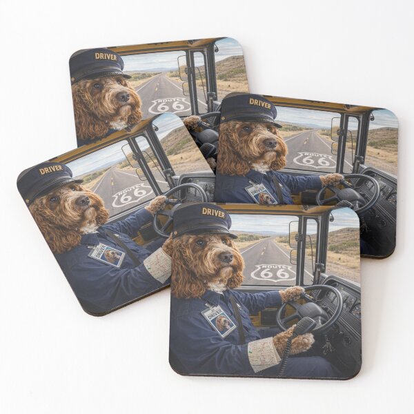 Item preview, Cockapoo Bus Driver on Route 66 designed and sold by Paul Thompson Photography.