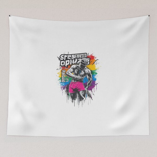 Item preview, Gay Muscular Man on Pride Flag – Vibrant Queer Art designed and sold by InkDazzle.