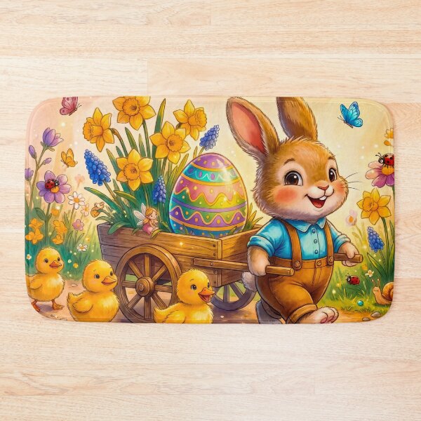 Item preview, Happy Easter Bunny Pushing Egg Cart with Baby Ducks | Kids T-Shirt designed and sold by MaisonMaroMara.