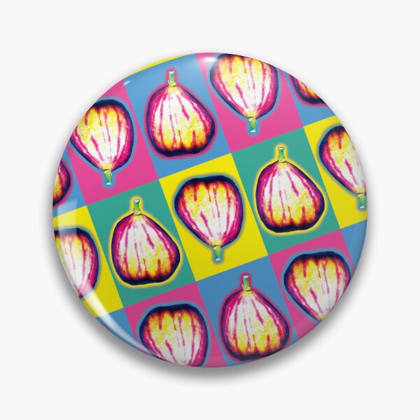Item preview, Colourful Pop Art Fig Pattern on Bold Checkerboard Background designed and sold by Fabulosa Designs.