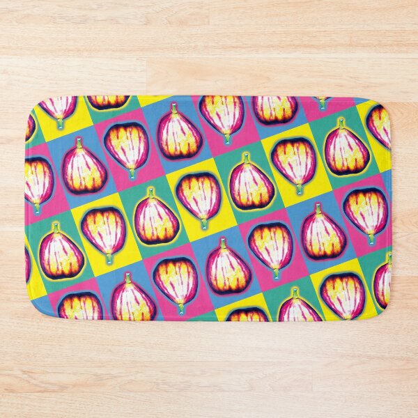 Item preview, Colourful Pop Art Fig Pattern on Bold Checkerboard Background designed and sold by Fabulosa Designs.