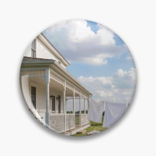 Item preview, Farmhouse with Laundry Hanging on a Clothesline designed and sold by Maria Dryfhout.