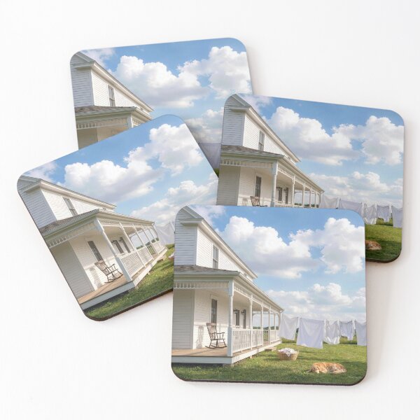 Item preview, Farmhouse with Laundry Hanging on a Clothesline designed and sold by Maria Dryfhout.