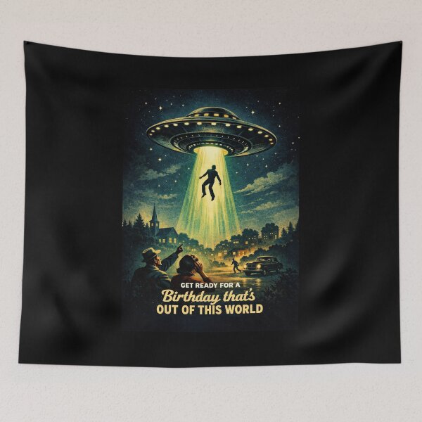 Item preview, Filmed in Retrovision: UFO Abduction Birthday Card – Out of This World designed and sold by Haunted House of Cards.