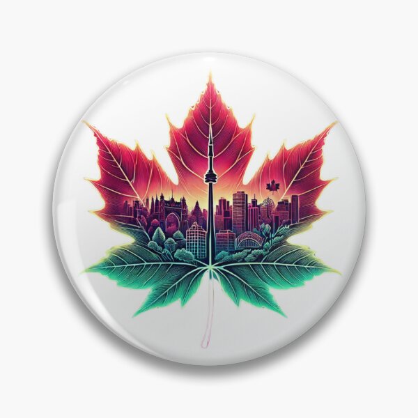 Item preview, Toronto Skyline Neon on a Leaf /CN Tower Toronto Canada Cityscape/Green-Red designed and sold by BeatyinChaos.