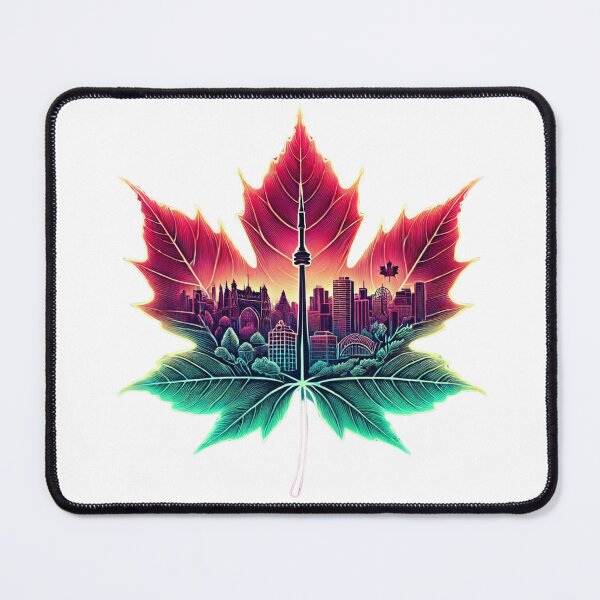Item preview, Toronto Skyline Neon on a Leaf /CN Tower Toronto Canada Cityscape/Green-Red designed and sold by BeatyinChaos.